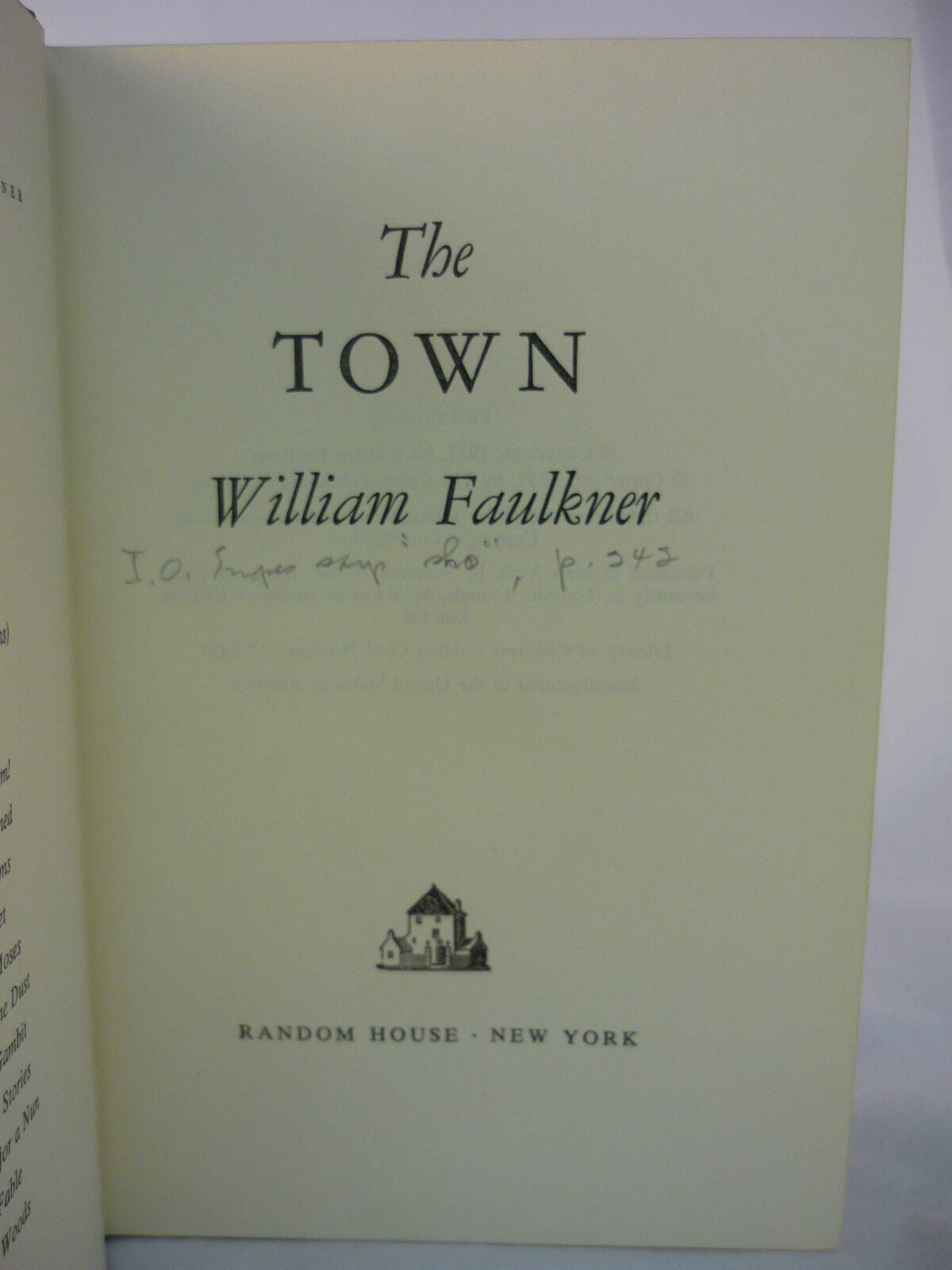 The Town | William Faulkner | 1st Edition