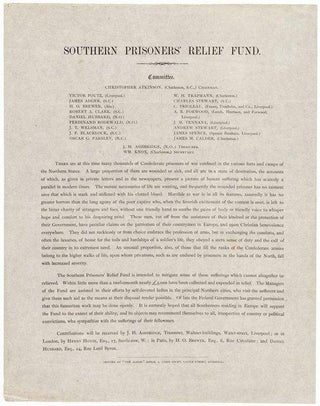 Item #001298 American Civil War Broadside "Southern Prisoners' Relief Fund"