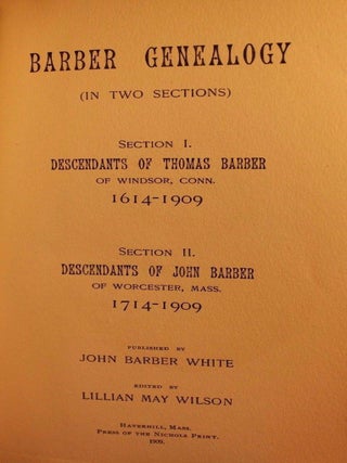 Barber Genealogy in Two Sections