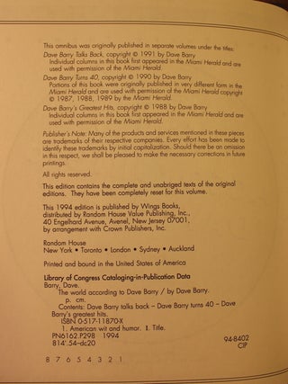The World According to Dave Barry SIGNED