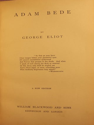 The Novels of George Eliot, Middlemarch, Silas Marner, Mill on the Floss, Adam Bede, Daniel Deronda, Felix Holt