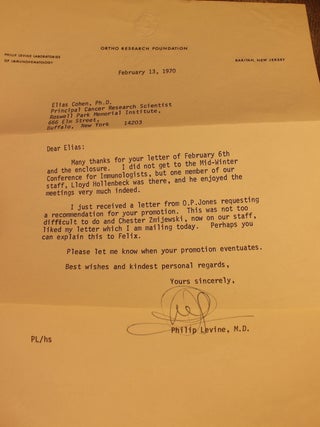 Item #002322 Two Letters from esteemed Hematologist Dr. Philip Levine. Dr. Philip Levine