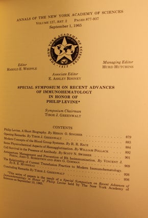 Special Symposium on Recent Advances of Immunohematology in Honor of Philip Levine