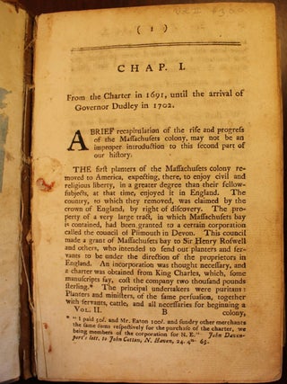 Hutchinson's History of the Colony of Massachusetts Bay, from its 1691 Charter until 1750 Volume II