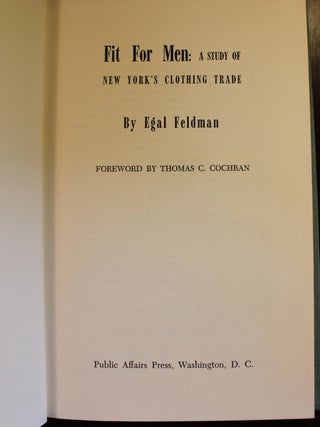 Fit For Men: A Study of New York's Clothing Trade