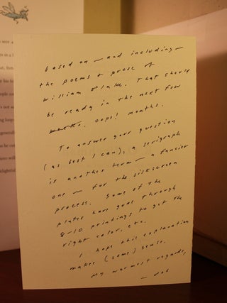 Franklin the Fly Presentation Copy to Poet Ansie Baird, Signed, Handwritten Letter Signed