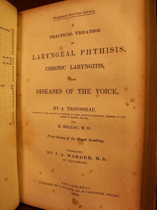 "A Treatise on the Diseases and Injuries of the Larynx and Trachea", "A Practical Treatise on Laryngeal Phthisis, Chronic Laryngitis, and Diseases of the Voice", "A Treatise on the Diseases of the Breast", and "A Treatise on the Pneumonia of Children