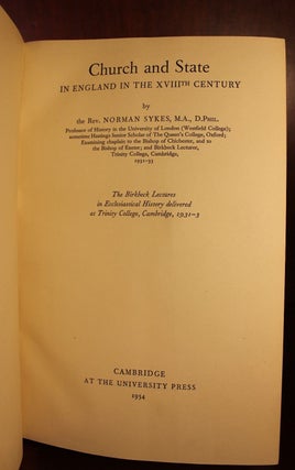 Church and State in England in the XVIII Century
