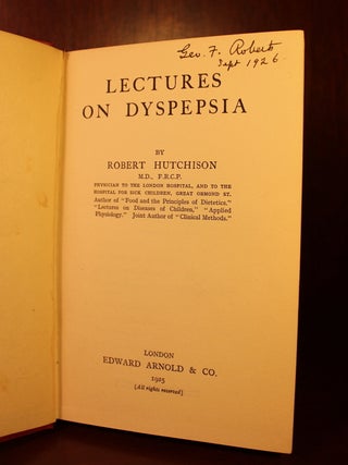 Lectures on Dyspepsia