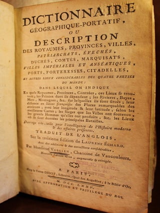 Dictionnaire Geographique Portatif (Portable Geographical Dictionary)