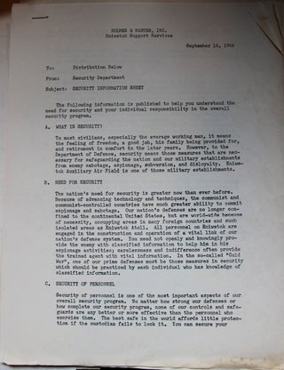 Collection of Documents Relating to Dr. Elias Cohen's Research Trip to Enitewok Atoll, in the South Pacific