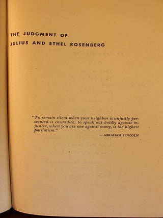 The Judgment of Julius and Ethel Rosenberg Signed Association Copy Helen Sobell