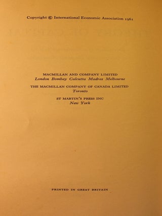 The Theory of Capital, Proceedings of a Conference held by the International Economic Association