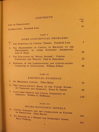 The Theory of Capital, Proceedings of a Conference held by the International Economic Association