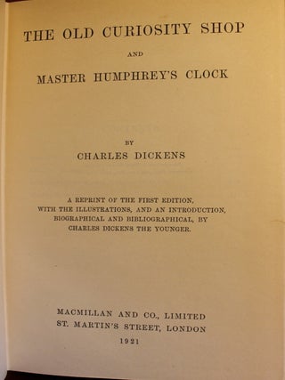 The Old Curiosity Shop and Master HUmphrey's Clock