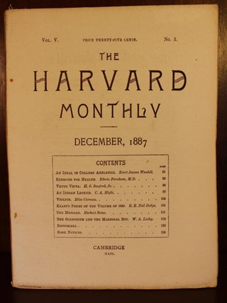 Six issues of "The Harvard Monthly" literary journal, including December 1887, February-June 1888