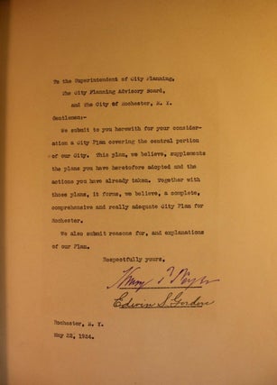 Architectural Plan for the City of Rochester, New York, Signed
