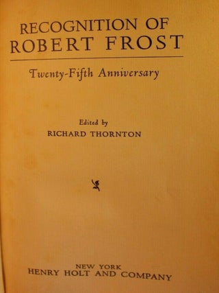 Recognition of Robert Frost SIGNED