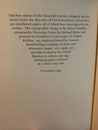 Churchill Lecture SIGNED
