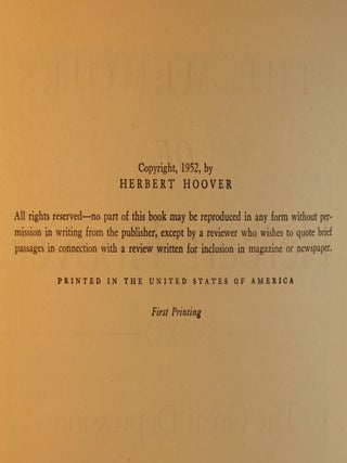 Memoirs of Herbert Hoover SIGNED