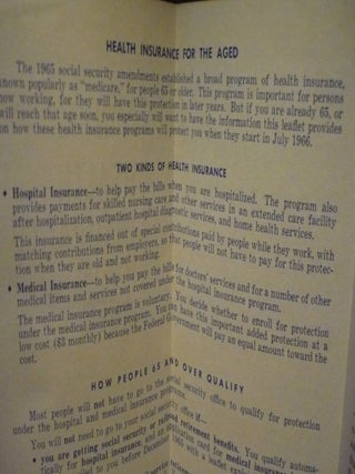 A Brief Explanation of 'Medicare' Health Insurance for the Aged