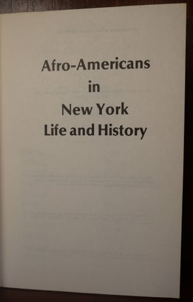 Afro-Americans in New York Life and History