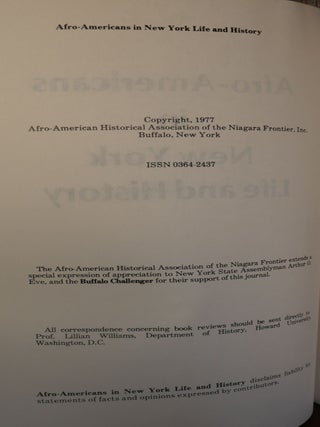 Afro-Americans in New York Life and History