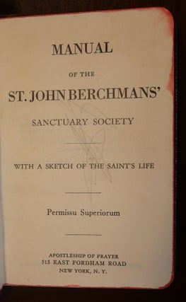 Manual of the St. John Berchman's Sanctuary Society