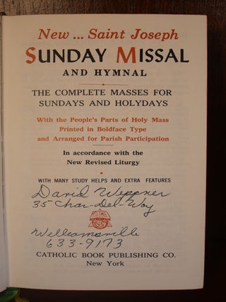 New Saint Joseph Sunday Missal and Hymnal
