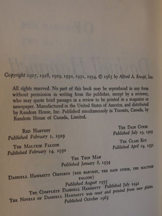 The Novels of Dashiell Hammett