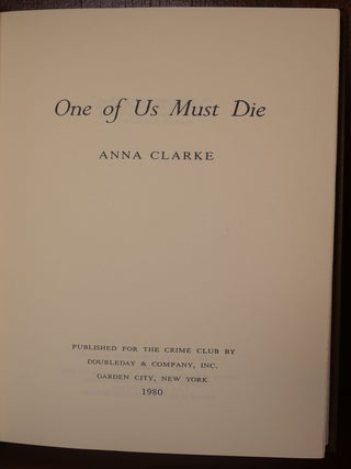 One of Us Must Die SIGNED Association Copy