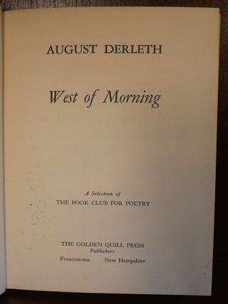 West of Morning SIGNED