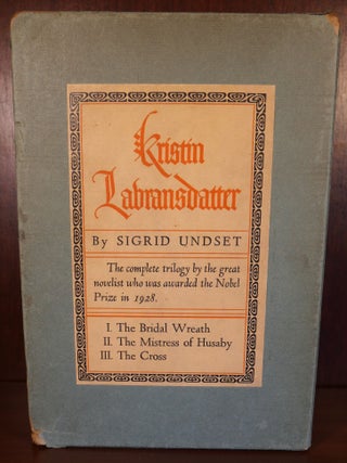 Item #4418 Kristin Lavransdatter in 2 Volumes. Sigrid Undset