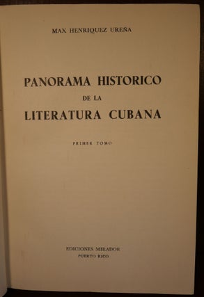 Panorama Historico De La Literatura Cubana Volume I