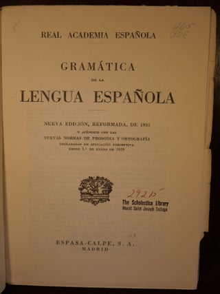 Gramatica De La Lengua Espanola