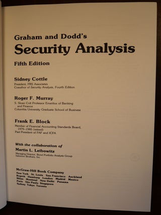 Graham and Dodd's Security Analysis