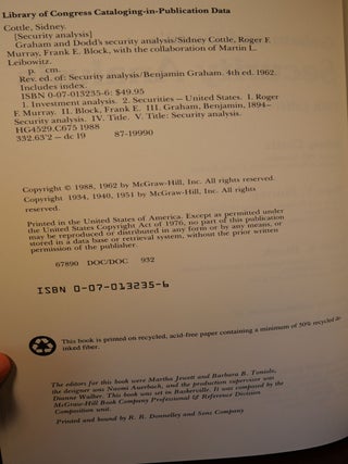 Graham and Dodd's Security Analysis