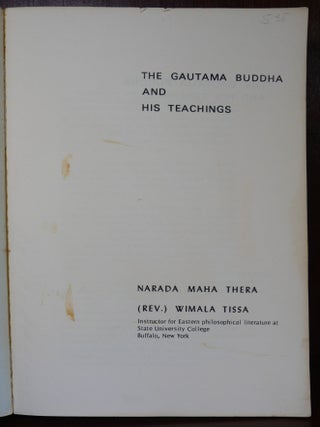 The Gautama Buddha and His Teachings SIGNED