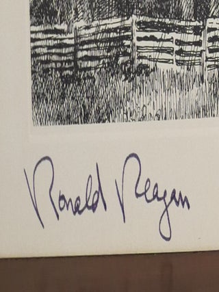 Ronald Reagan Signed Redwoods Engraving