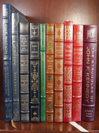 Item #4990 Lot of 10 Franklin Library and Easton Press Books. Nathaniel Hawthorne Voltaire, Boris...