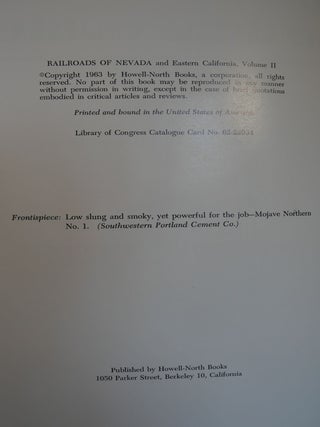 Railroads of Nevada and Eastern California in 2 Volumes