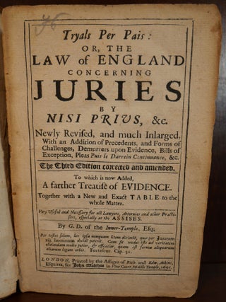 Tryals Per Pais, or, The Law of England Concerning Juries