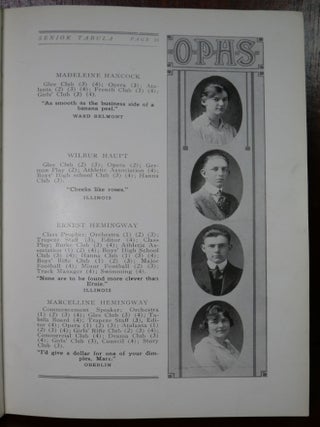 Ernest Hemingway's Senior Tabula Yearbook Year Book