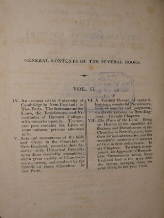 Magnalia Christi Americana or The Ecclesiastical History of New England