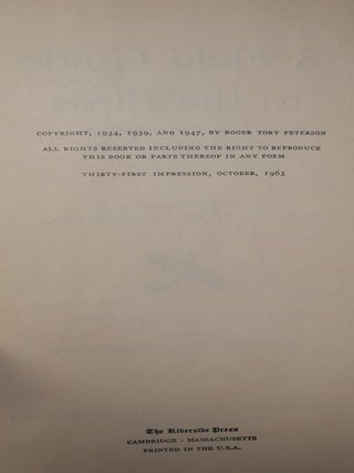 A Field Guide to the Birds Eastern Land and Water Birds SIGNED