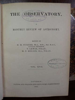 The Observatory A Monthly Review of Astronomy in Four Volumes
