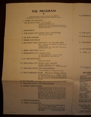 The Inaugural Program of the Radio City Music Hall