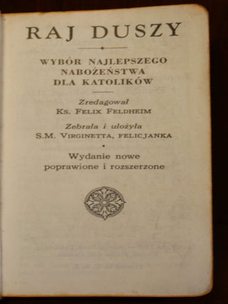 Paradise of The Soul, Catholic Polish Prayer Book
