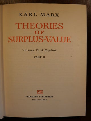 Theories of Surplus Value (Volume IV of Capital)