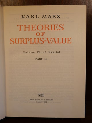 Theories of Surplus Value (Volume IV of Capital)